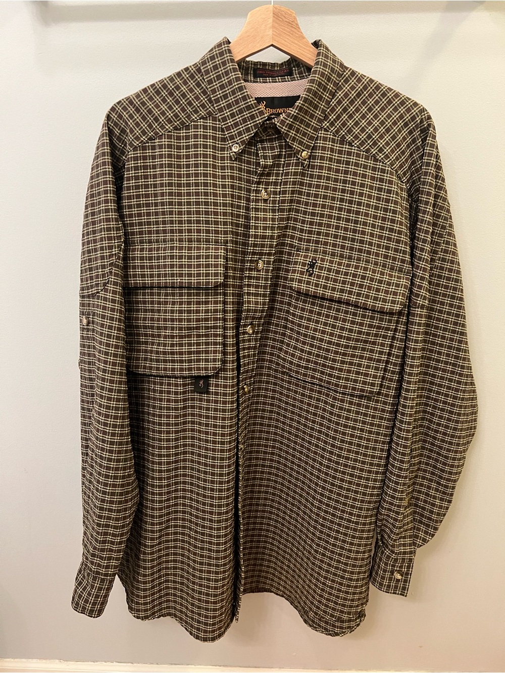 Browning Plaid Shirt in Green, Brown, Cream